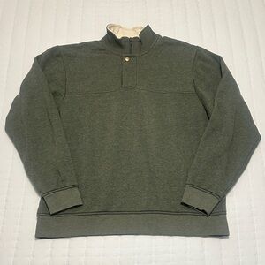 Orvis Men's 1/4 Zip With Snap Long Sleeve Pullover Sweatshirt Green Size Large